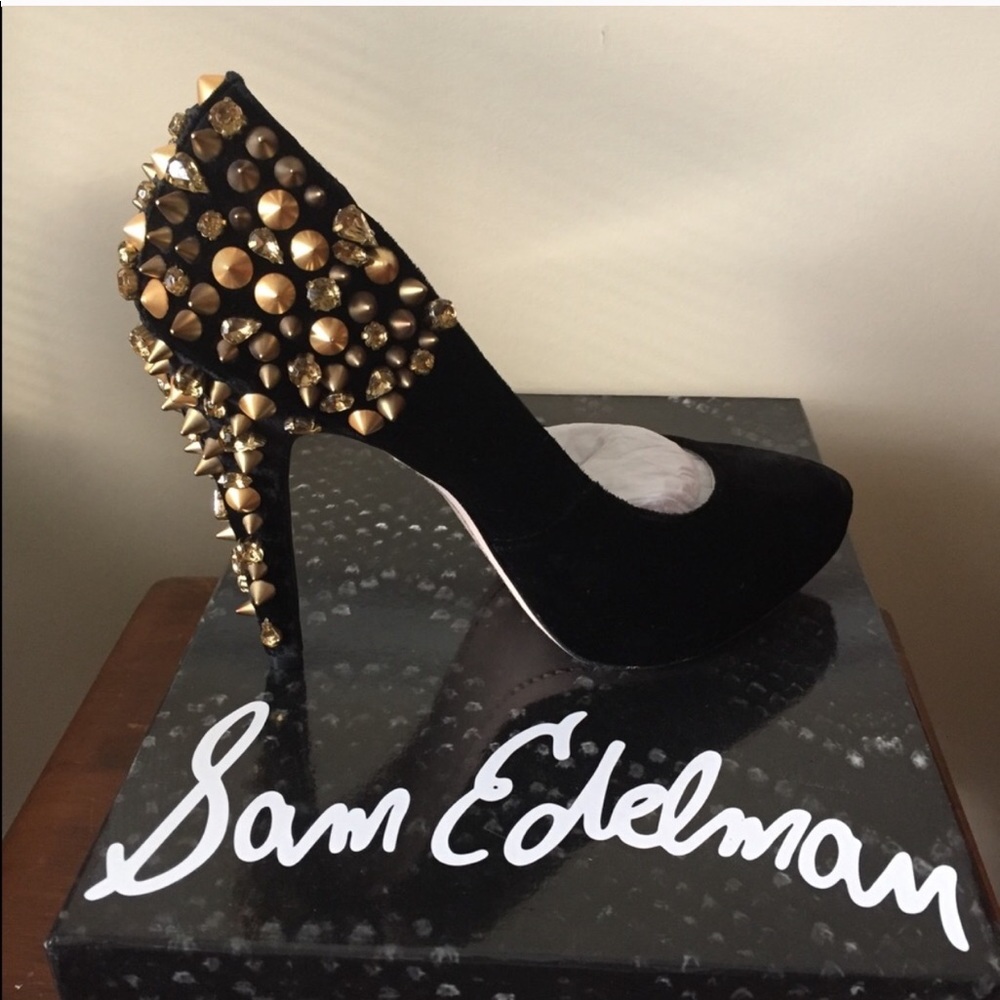 Velvet Studded Heels